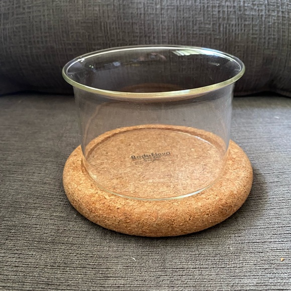 Vtg Signe Persson Melin Boda Nova Sweden Glass Heat Resistant Bowl & Cork Trivet - Picture 2 of 7